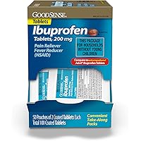 Good Sense Ibuprofen Tablets, 200 mg, Pain Reliever and Fever Reducer, 50 Count (Pack of 2)