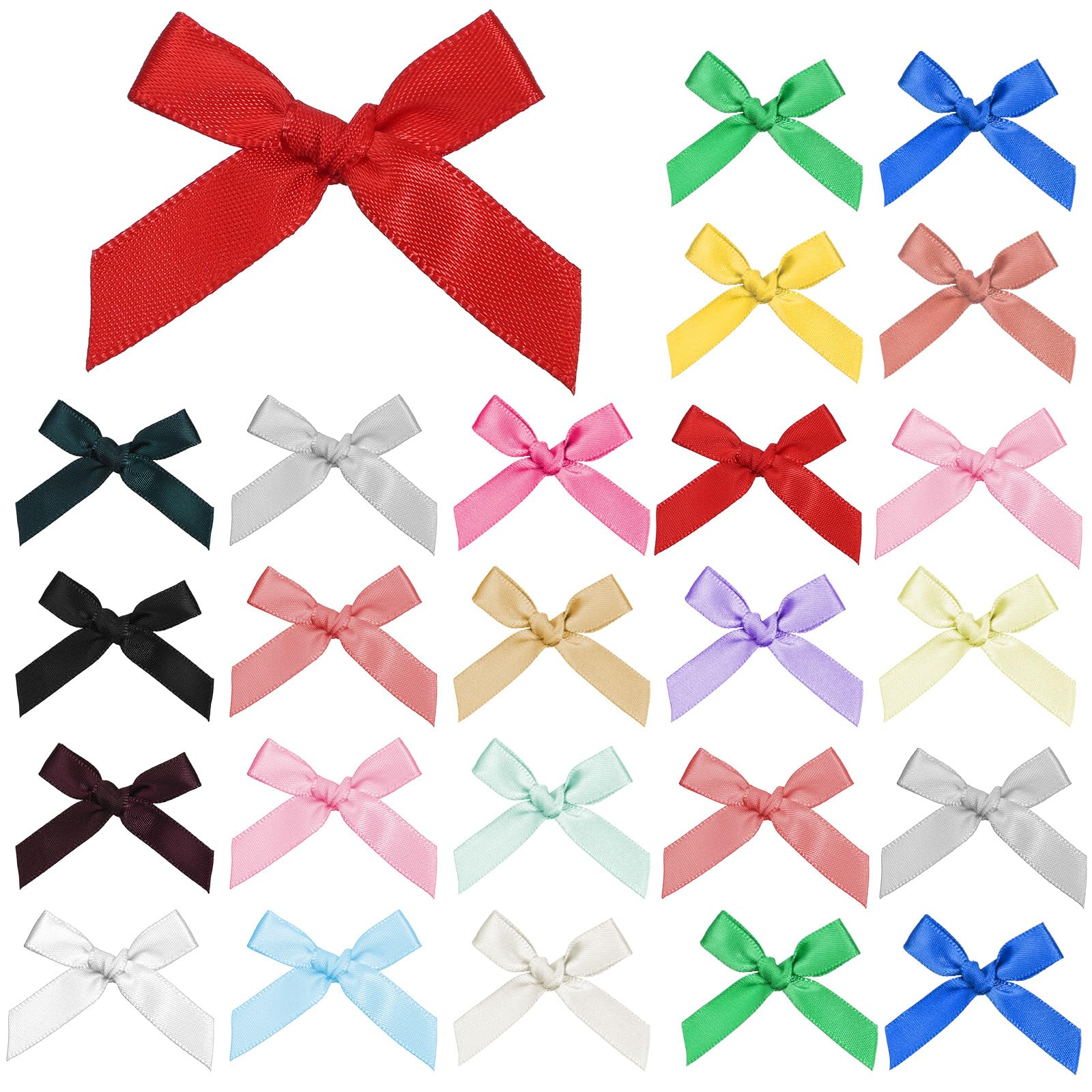 Photo 1 of 100Pcs Colorful Mini Ribbon Bows for Craft, Small Satin Fabric Bows for Crafting Decoration Cute Bowknot Sewing Accessories for Cake Treats Party Gift Wrapping Christmas Halloween Decorations