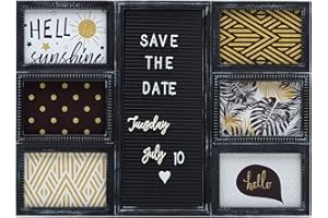 Melannco Customizable Letterboard 6-Opening Photo Collage, 20 x 14 inch, Distressed Black