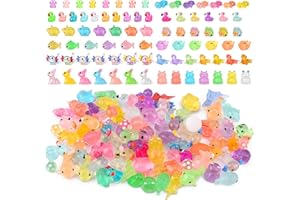 Guiqulai 84 PCS Luminous Mini Resin Animals, Mini (Ducks, Mushroom, Pig, Fish Axolotl, Rabbit, Turtles, Flamingo, Cow, Dolphi