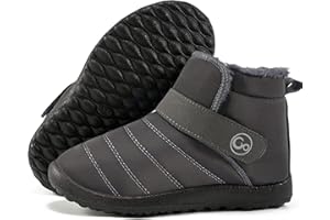 Aomigoct Boys Girls Winter Snow Boots: Waterproof Toddler Little Kid Boot with Fur Lined Easy Handles Unisex Child Warm Booties Comfortable Non Slip Walking