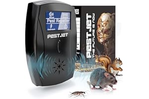 PESTJET 2025 Powerful Ultrasonic Pest Control Plug-in Device with LCD – Electronic Indoor/Outdoor Rodent Deterrent for Mice, Rats, Bats, Squirrels – Sound and Electromagnetic Wave-Based Technology