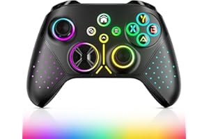 Gamrombo 【Upgraded Wireless Controller Replacement for Controller with 8 Colors RGB Lighting for One, Series X|S, One S|X Gampad with RGB Light/Marco/Audio Jack - Need to Upgrade