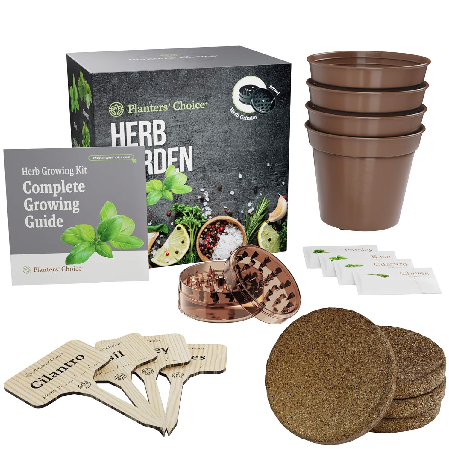 Kit de Cultivo de Hierbas Orgánicas + Molinillo de Hierbas - Kit ...