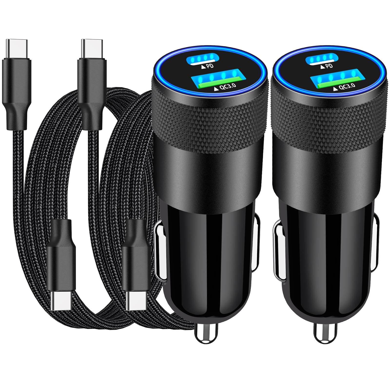 Photo 1 of [Apple MFi Certified] iPhone 17 Car Charger Fast Charging, Braveridge 2Pack 75W USB-C PD&QC Power Cigarette Lighter + Type-C Braided Cable for iPhone 17/17 Air/17 Pro/17 Pro Max/16 Pro/15/Galaxy/Pixel