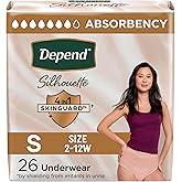Depend Silhouette Adult Incontinence Underwear for Women, Maximum Absorbency, Small, Pink, 26 Count