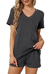 RUBZOOF Pajamas for Women Shorts Set Casual V Neck