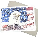 Whitman and Daughter Patriotic Greeting Card (1 5x7 Inch, Blank Card) - Eagle and American Flag Design for Military Retirement Card, Thank You for Your Service Cards, or Veteran's Birthday - 209