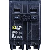 Square D Homeline HOM250 Miniature Circuit Breaker, 120/240 VAC, 50 A, 10 kA, 2 Poles, Thermal Magnetic Trip