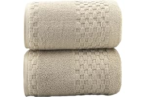 YTYC 35x70 Inches Bath Sheets Towels 100 Percent Cotton Extra Large Bath Towels for Adults 600GSM Super Absorbent Soft Luxury Bathroom Towels (Beige, 2 Piece)