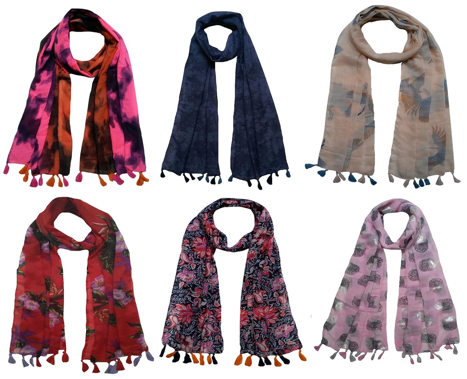 printed poly cotton scarf and stoles for women (combo of six stoles)