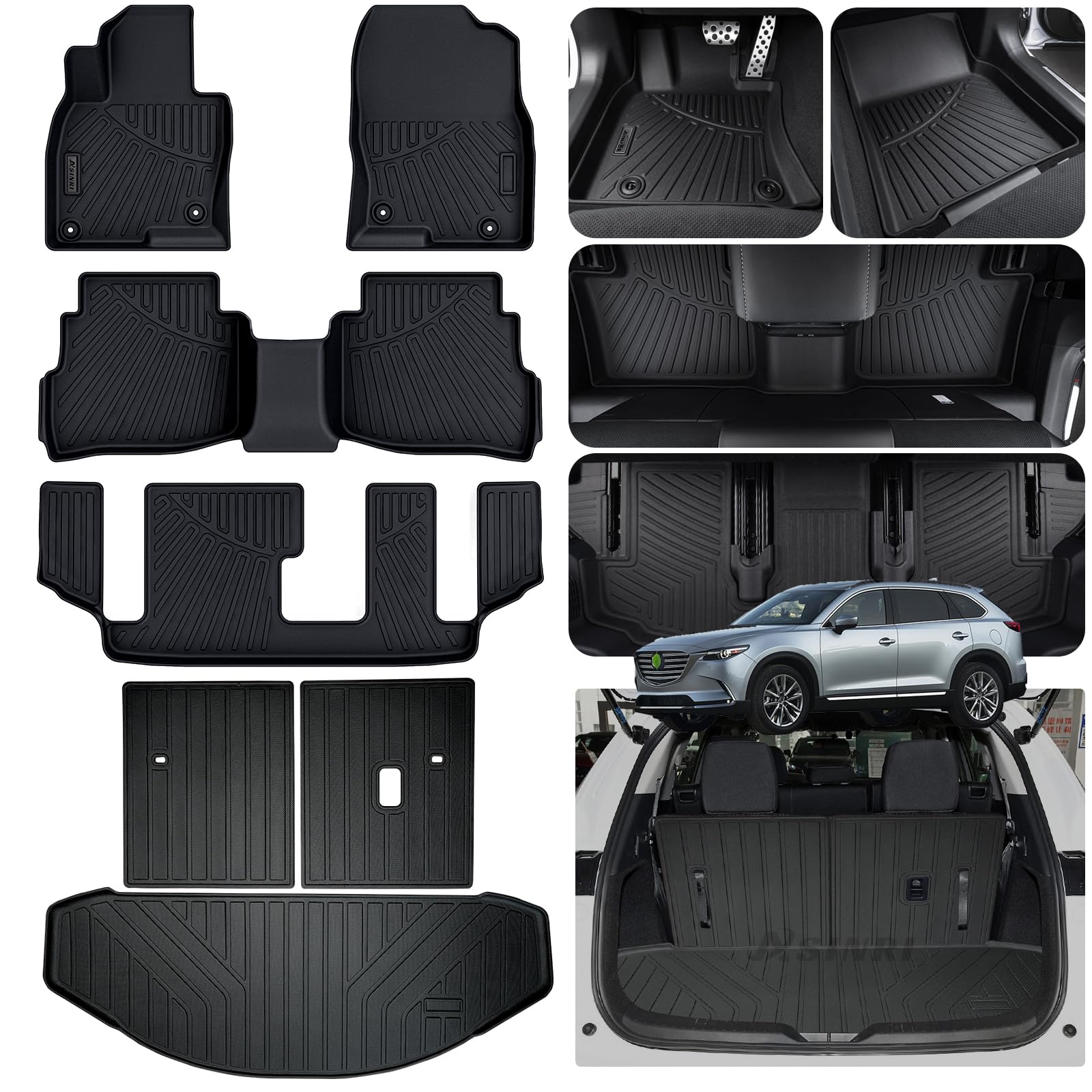 ASINRI Floor Mats & Trunk Mat & Backrest Mat for