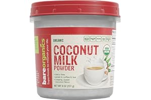 Bareorganics Coconut Milk Powder | Organic, Vegan, Non-GMO, Gluten-Free | Dairy Free, 8oz