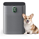 MORENTO Air Purifiers for Home Large Room up to 1076 Sq Ft with PM 2.5 Display Air Quality Sensor for Pet Hair, Double-Sided Air Inlet, 24db, Grey, 1 Pack + 2 Pack Filters