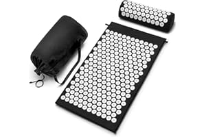 SIVAN HEALTH AND FITNESS Sivan Back and Neck Pain Relief Acupressure Mat and Pillow Set, Chronic Back Pain Treatment - Relieves Your Stress of Lower Upper Back and Sciatic Pain - Black
