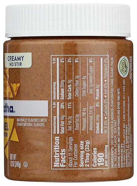 MARANATHA CREAMY ROASTED CARAMEL ALMOND BUTTER, NO STIR, 12 OUNCE JAR