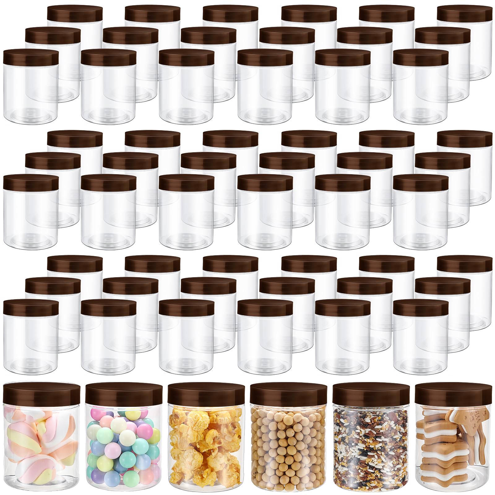Sliner 60 Pcs 8 oz Plastic Jars with Lids Clear Round Leakproof Storage ...