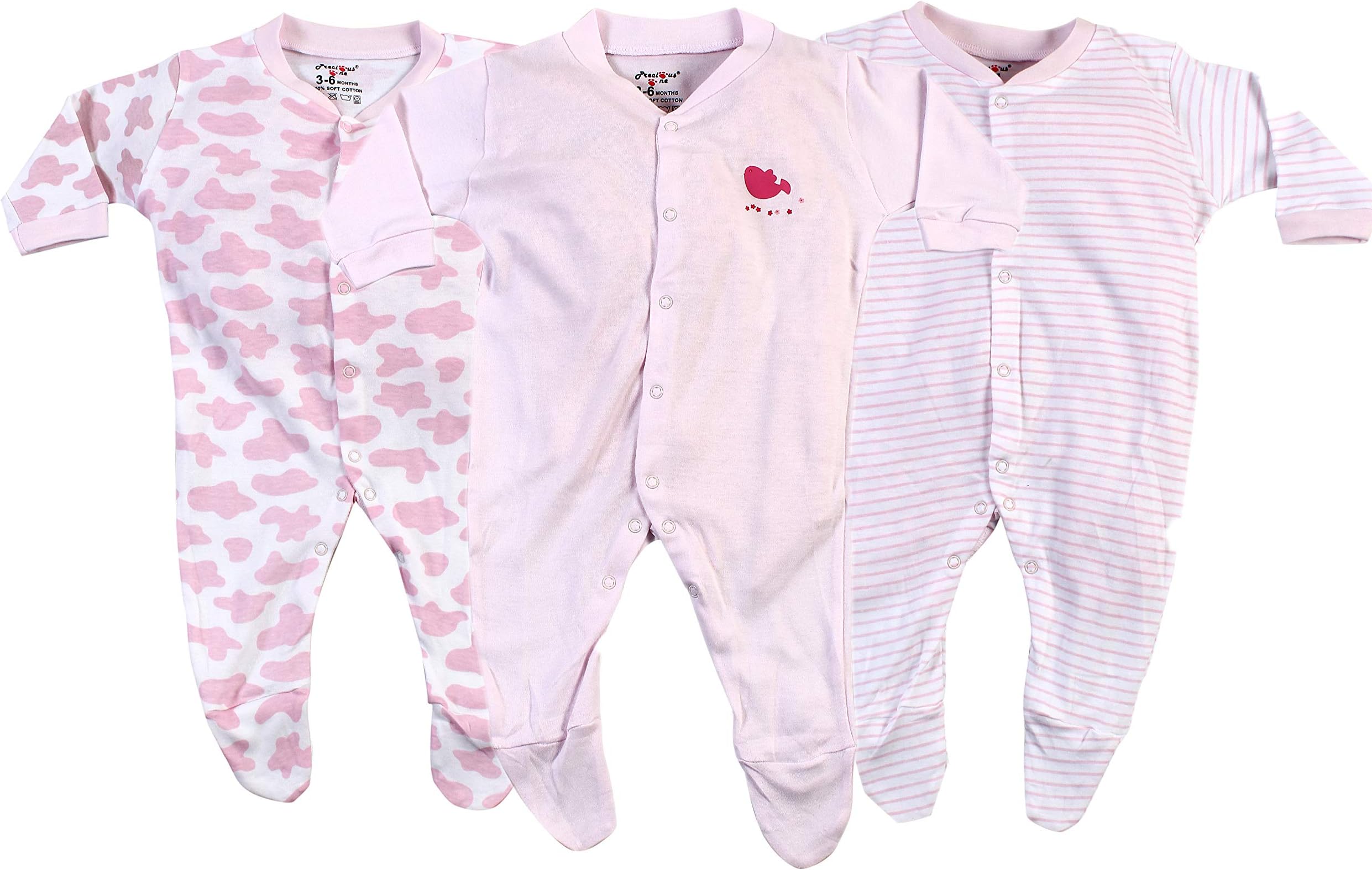 BUMZEE Full Sleeve Cotton Romper for Baby Boys and Girls Age Newborn Kids Pack of 3 Rompers