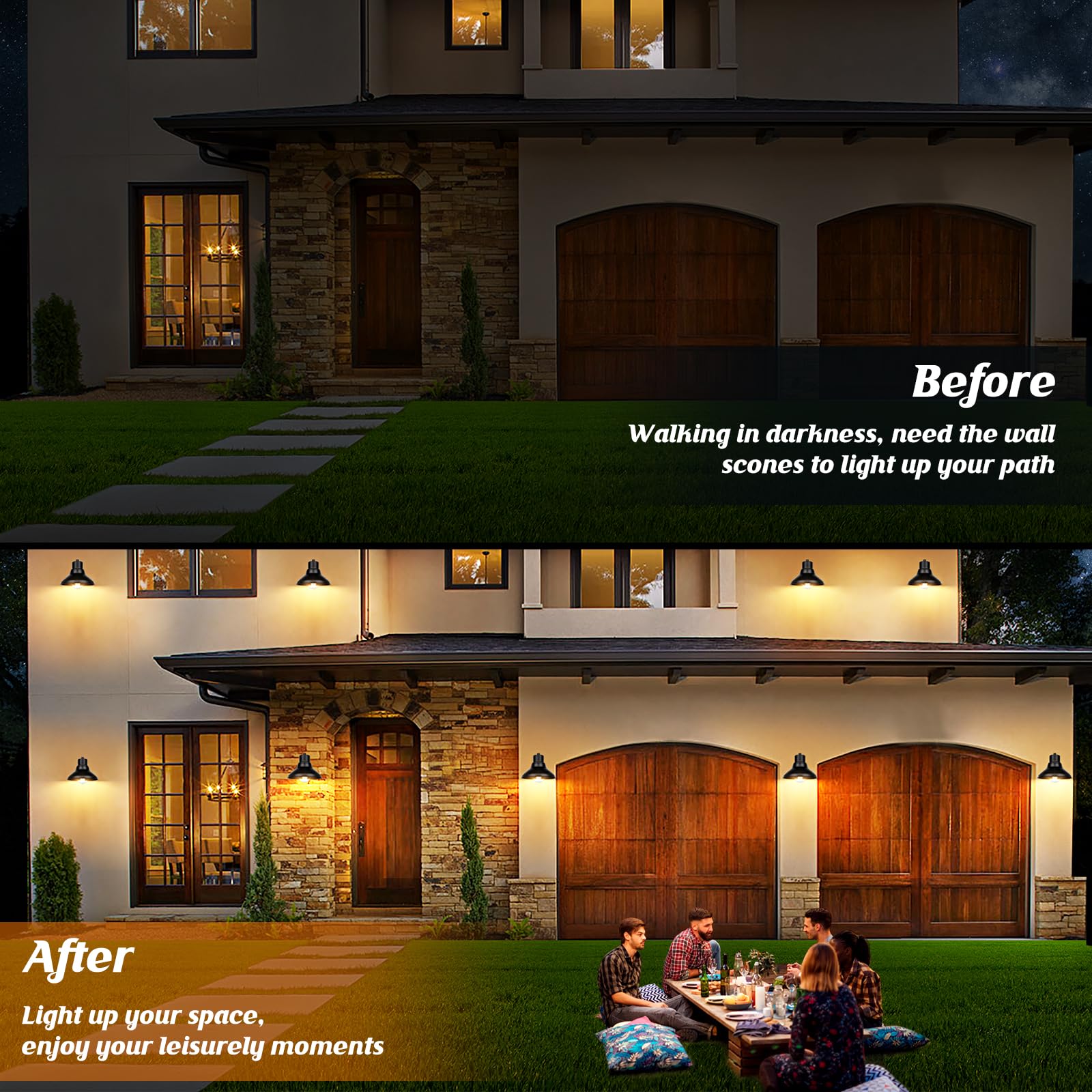 2-Pack Outdoor Light Fixtures Wall Mount, Matte Black Farmhouse Gooseneck Barn Light, Waterproof Exterior Wall Sconces, Industrial Porch Lights for House Garage Patio Entryway Front Door, E26 Socket