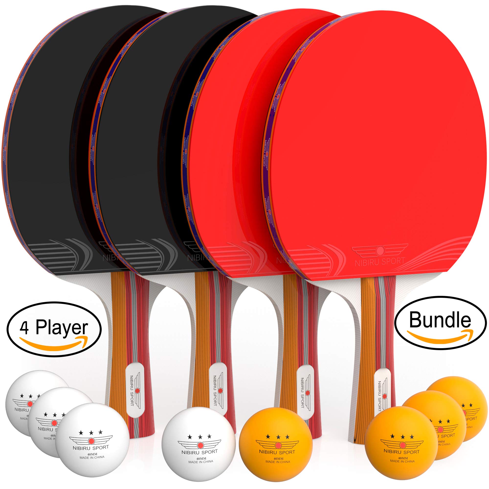 Ping Pong Paddle Set (4Player Bundle) 4 Ping Pong Paddles Convenient