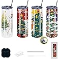 CWRIEB 4pack 20oz flat edge sublimation tumblers ，White skinny insulated Sublimation tumbler Straight Cups with Individual Gift Box, Silicone Bottom Polymer Coating for Heat Transfer （4pack 20oz）