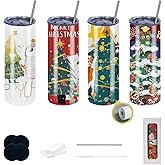 CWRIEB 4pack 20oz flat edge sublimation tumblers ,White skinny insulated Sublimation tumbler Straight Cups with Individual Gift Box, Silicone Bottom Polymer Coating for Heat Transfer (4pack 20oz)