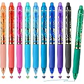 Temiary 10 Pcs Retractable Erasable Gel Pens, Fine Point 0.5 mm, Assorted Color Inks in Pen, Smooth Writing, Make Mistakes Disappear for Writing and Crossword Puzzle (Multicolor)