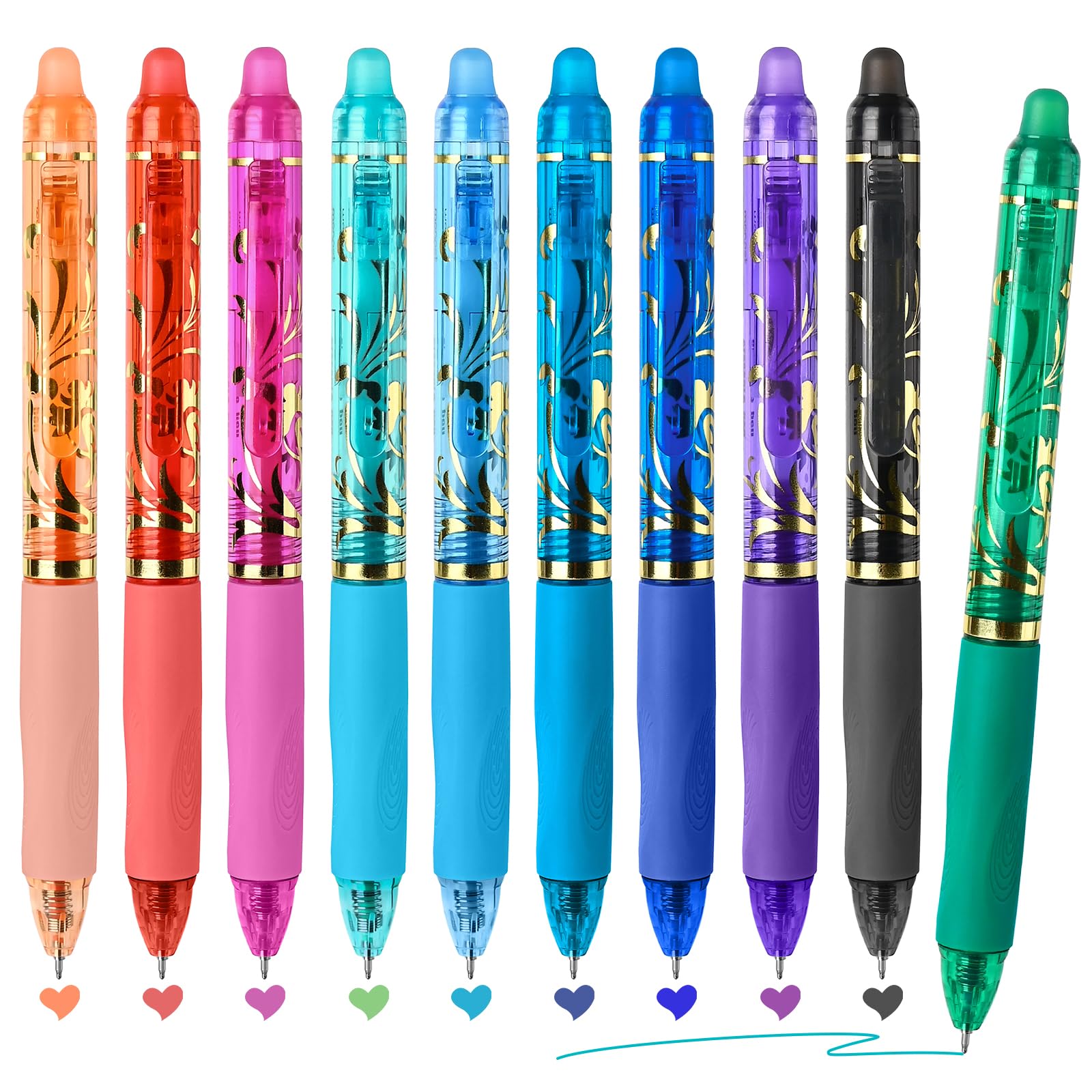 Photo 1 of Temiary 10 Pcs Retractable Erasable Gel Pens, Fine Point 0.5 mm, Assorted Color Inks in Pen, Smooth Writing, Make Mistakes Disappear for Writing, Drawing and Crossword Puzzle (Multicolor)