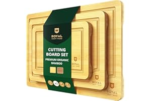 ROYAL CRAFT WOOD Wooden Cutting Boards for Kitchen Meal Prep & Serving - Bamboo Wood Cutting Board Set - Charcuterie & Chopping Butcher Block for Meat - Kitchen Gadgets Gift