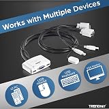 TRENDnet TK-217i 2-Port USB KVM Switch Kit VGA Audio Hot-Keys Windows Mac Linux view 3