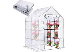56x56x76in Walk-in Greenhouse Replacement Cover with Roll-Up Zipper Door - PE Greenhouse Cover for Outdoor Plant Gardening Pl
