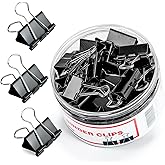 Binder Clips, 48 Pcs Medium Binder Clips, Kalerr Black Binder Clip Medium, 1.25 Inches Office Clip with Container, Paper Bind