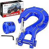 Nilight Forged Steel Winch Hook 3/8" Grade 70 Safety Latch Winch Cable Hook Stopper & Clevis Slip Hook Sets, Included Allen Wrench,Max 35,000 lbs, Blue