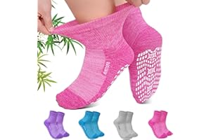 CaiDieNu Non Slip Diabetic Ankle Socks: Bamboo Viscose Non Binding Hospital Socks with Grip for Women Men Elderly 4 Pairs