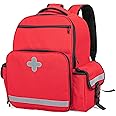 CURMIO Emergency Medical Backpack Empty, First Responder EMT Bag for EMS, Camping, Hiking, Home Health, Field Trips, Red (Bag Only, Patented Design)
