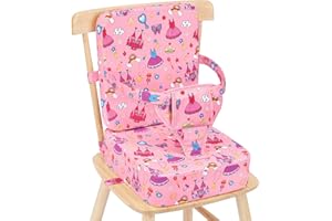 TOTIDYH Toddler Booster Seat for Kitchen Chair, Non-Slip Bottom Dining Table Booster Seat with Backrest and Adjustable Straps, Portable Eating Travel Increasing Cushion