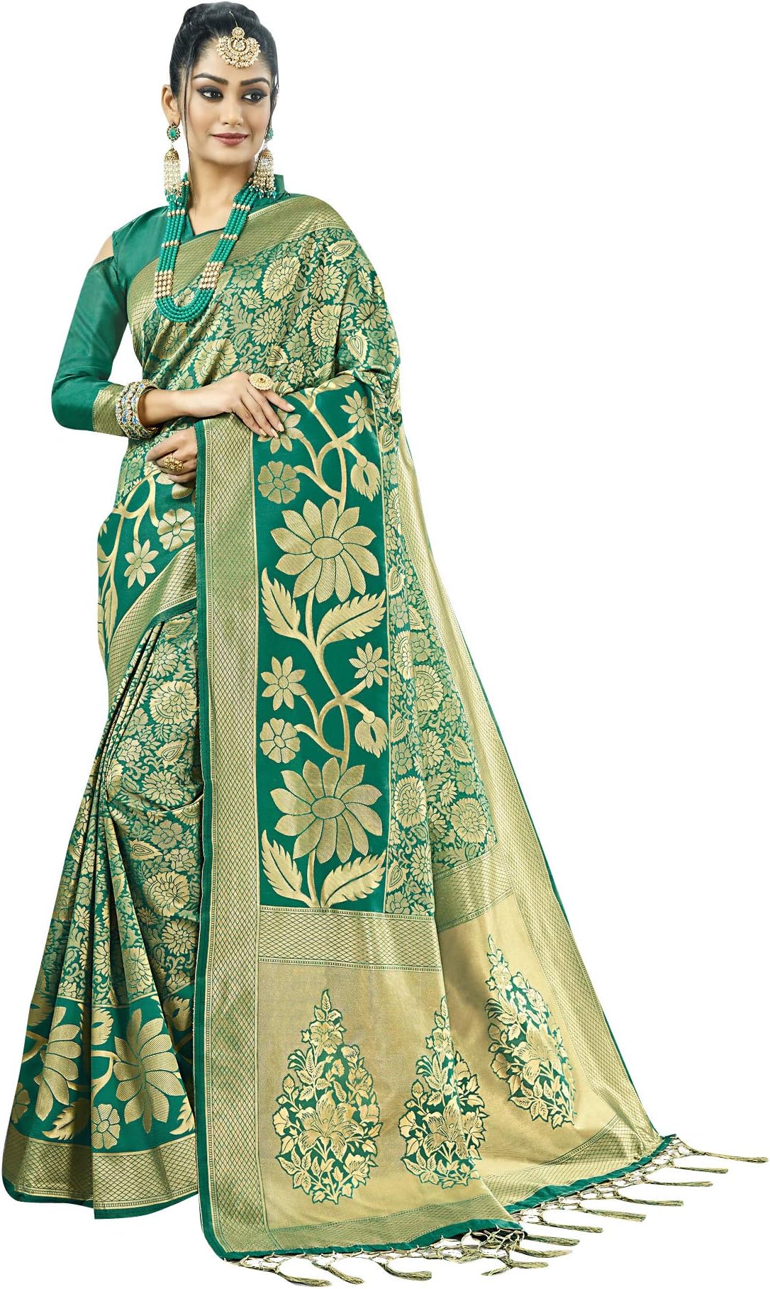 Viva N Diva Sarees for Women's Kanchivaram Art Silk Heavy Zari Woven Saree with Un-Stiched Blouse Piece,Free Size