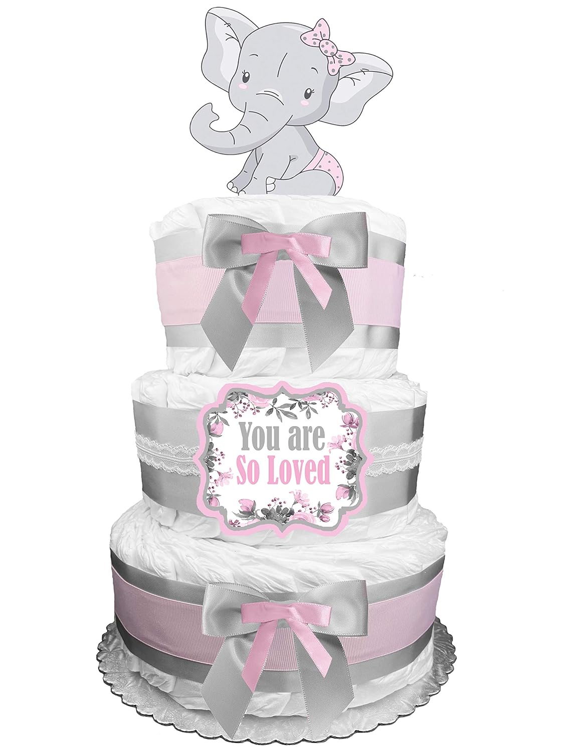 elephant diaper cake for girl