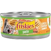 Purina Friskies Wet Cat Food Pate, Liver &amp; Chicken Dinner, (24) 5.5 oz Cans | Moist cat food with real liver and chicken, smooth easy-to-chew pate texture, made with no artificial colors or preservatives