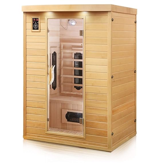 Dewello Infrarotkabine Infrarotsauna LAVAL PLUS 135cm x 105cm inkl. Keramikstrahler, Bodenstrahler und Zubehör