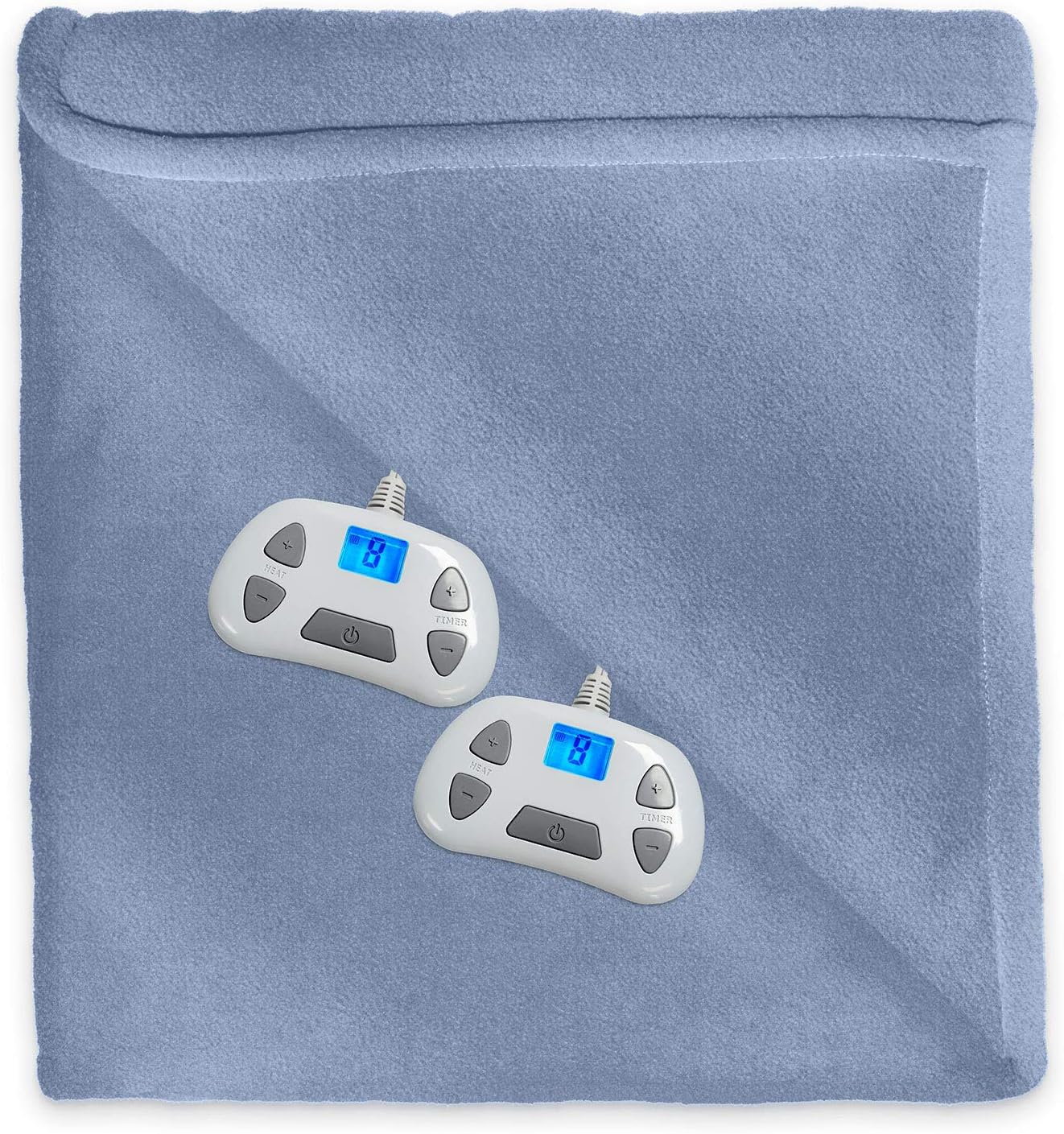 Pure Warmth 874126 Micro Fleece Electric Heated Warming Blanket Queen Slate Blue Washable Auto Shut Off 10 Heat Settings: Home & Kitchen