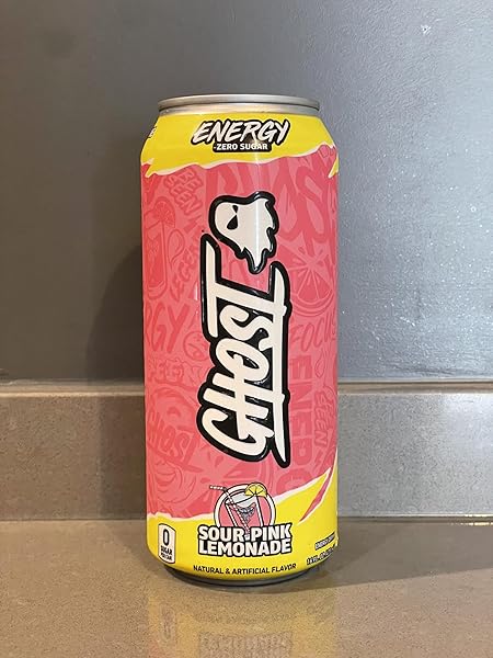 GHOST ENERGY DRINK – SINGLE CAN, SOUR PINK LEMONADE 16OZ – ENERGY & FOCUS & NO ARTIFICIAL COLORS – 200MG NATURAL CAFFEINE, L-CARNITINE & TAURINE – GLUTEN-FREE & VEGAN