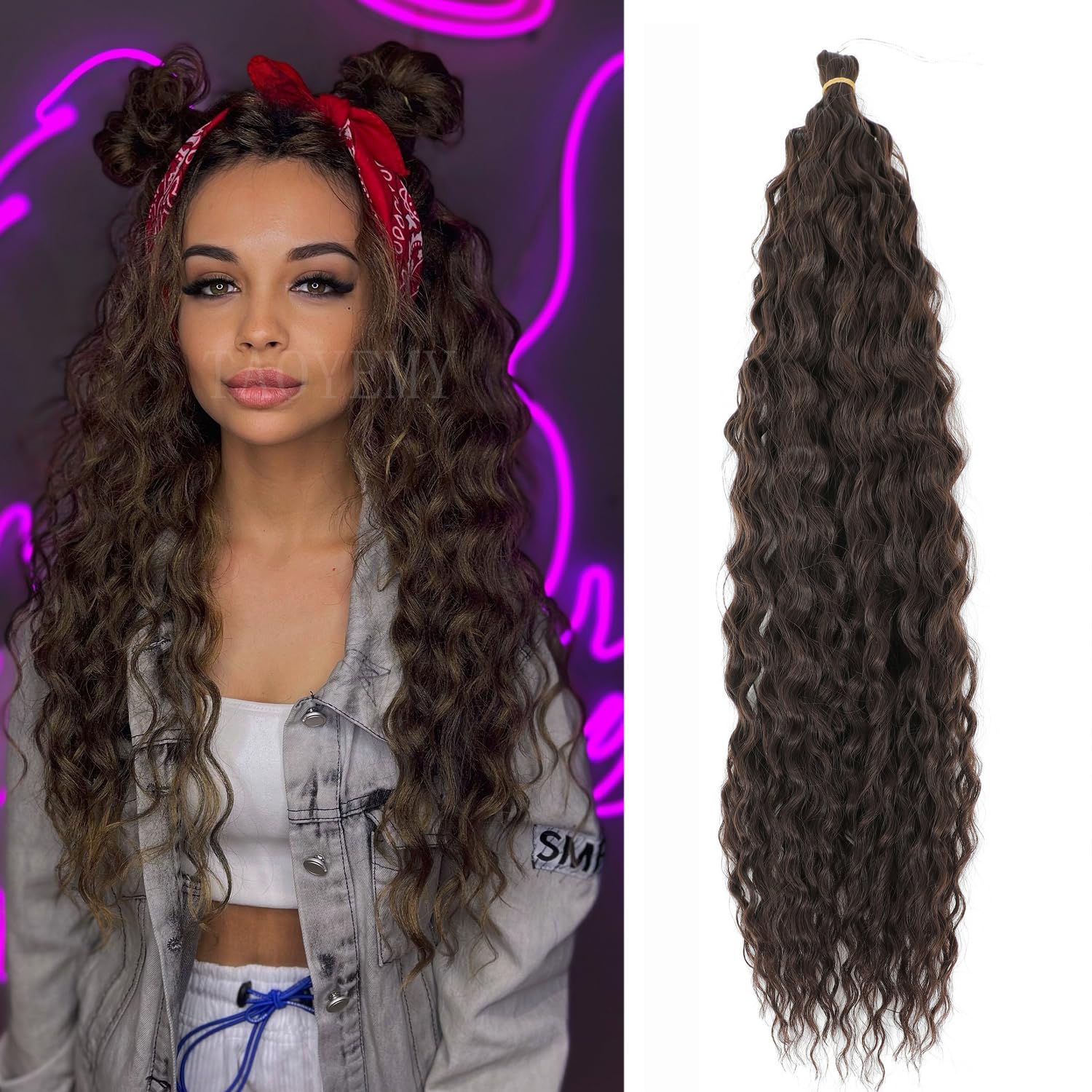 TAOYEMY Deep Wave Crochet Curly Braiding Hair 16 Inch 3 Packs Ocean Wave Crochet Hair Extensions Synthetic Curly Crochet Hair For Women (4#, 16 inch-3 PC) — image 1