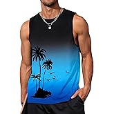 Mens Tank Tops Beach Summer Sleeveless Shirts Graphic Palm Tree Vacation Tanks Muscle Gym Tank Top