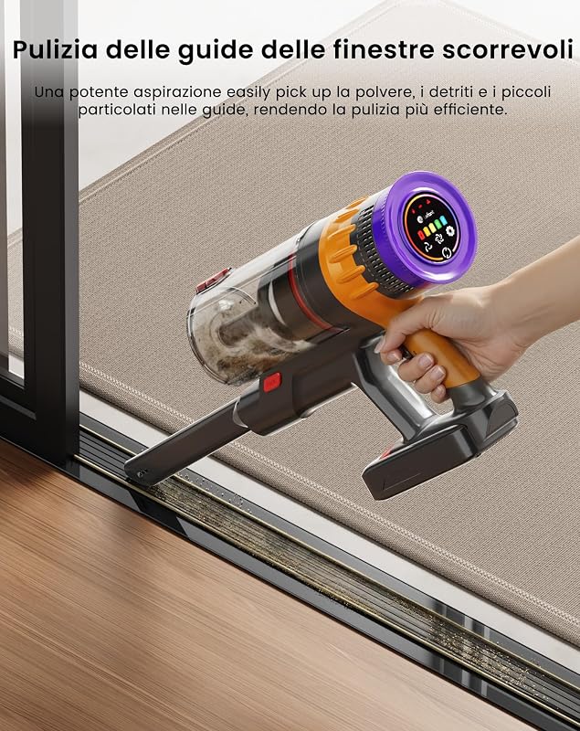 V1 Aspirapolvere Senza Fili 40000Pa, Scopa Elettrica con LED Touch