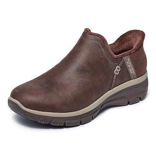 Skechers Women's Easy Going-Modern Hour-Hands Free Slip-Ins Ankle Boot, Chocolate, 6 Wide