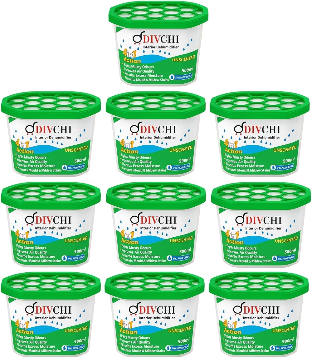 DIVCHI Dehumidifier Tub 500ml Pack of 10 Moisture Absorbers