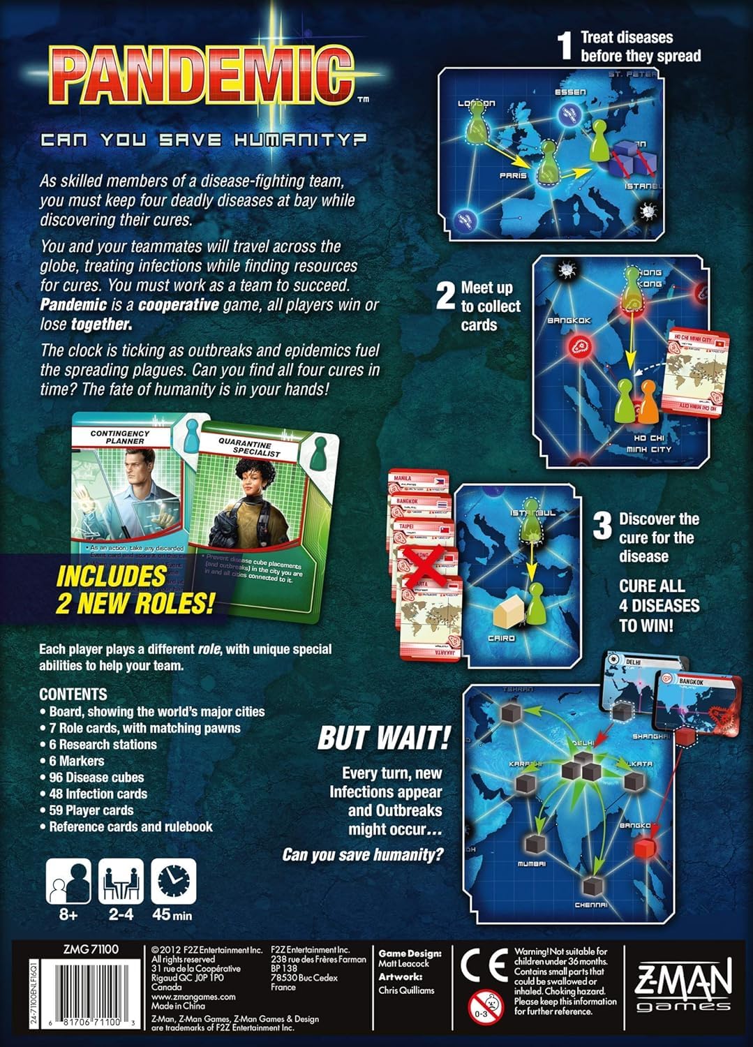 Asmodee Pandemic Board Game (Base Game) - A Cooperative Battle to Save Humanity, Strategy Game for Kids and Adults, Ages 8+, 2-4 Players, 45 Minute Playtime