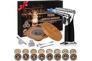 PECROL Cocktail Smoker Kit with Torch Old Fashioned Smoker Kit Whiskey Smoker Kit with 8 Flavors Wood Chips Food Drink Smoker Infuser Kit Bourbon Smoker Kit Whiskey Christmas for Men Dad Husband No Butane