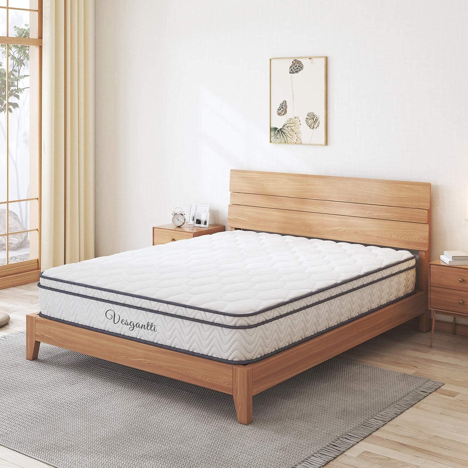 Vesgantti マットレス ダブル 高反発マットレス 極厚26CM ダブルベッドマットレス ポケットコイル 並行配列 高級 ベッドマットレス 底付き感無し 良い通気性 体圧分散 静音性 適度な柔らかさと硬さ圧縮梱包 寝具(140*195*26cm)商品画像